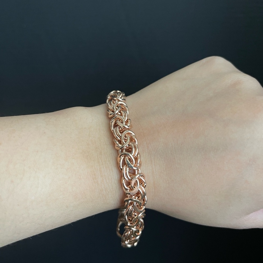 Milor bronze Italian chunky chain Byzantine rose gold bracelet